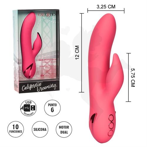 California Dreaming Vibrador con estimulador de clitoris y carga USB