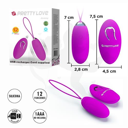 Bala vibradora Jenny con 12 modos de vibracion y carga USB Jenny